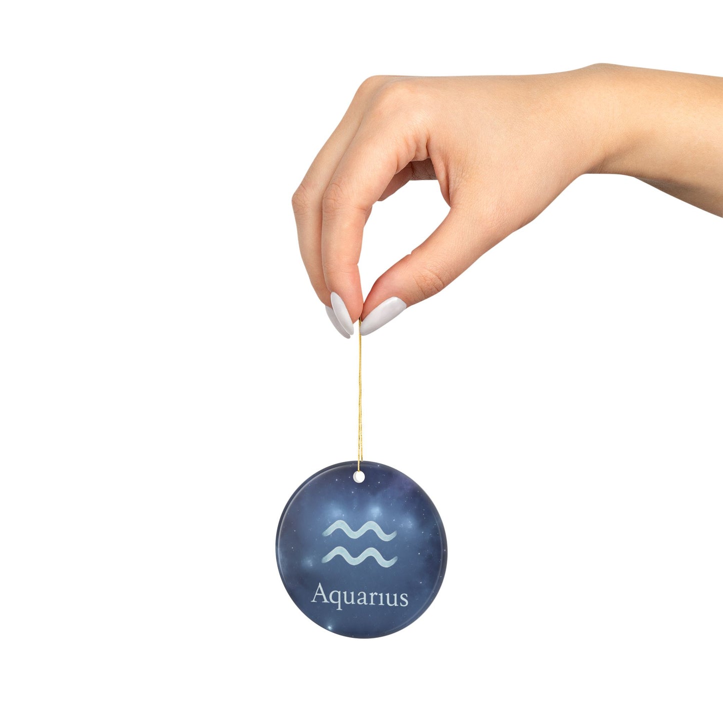 Aquarius Zodiac Ceramic Ornament – Unique & Creative 2-Sided Design