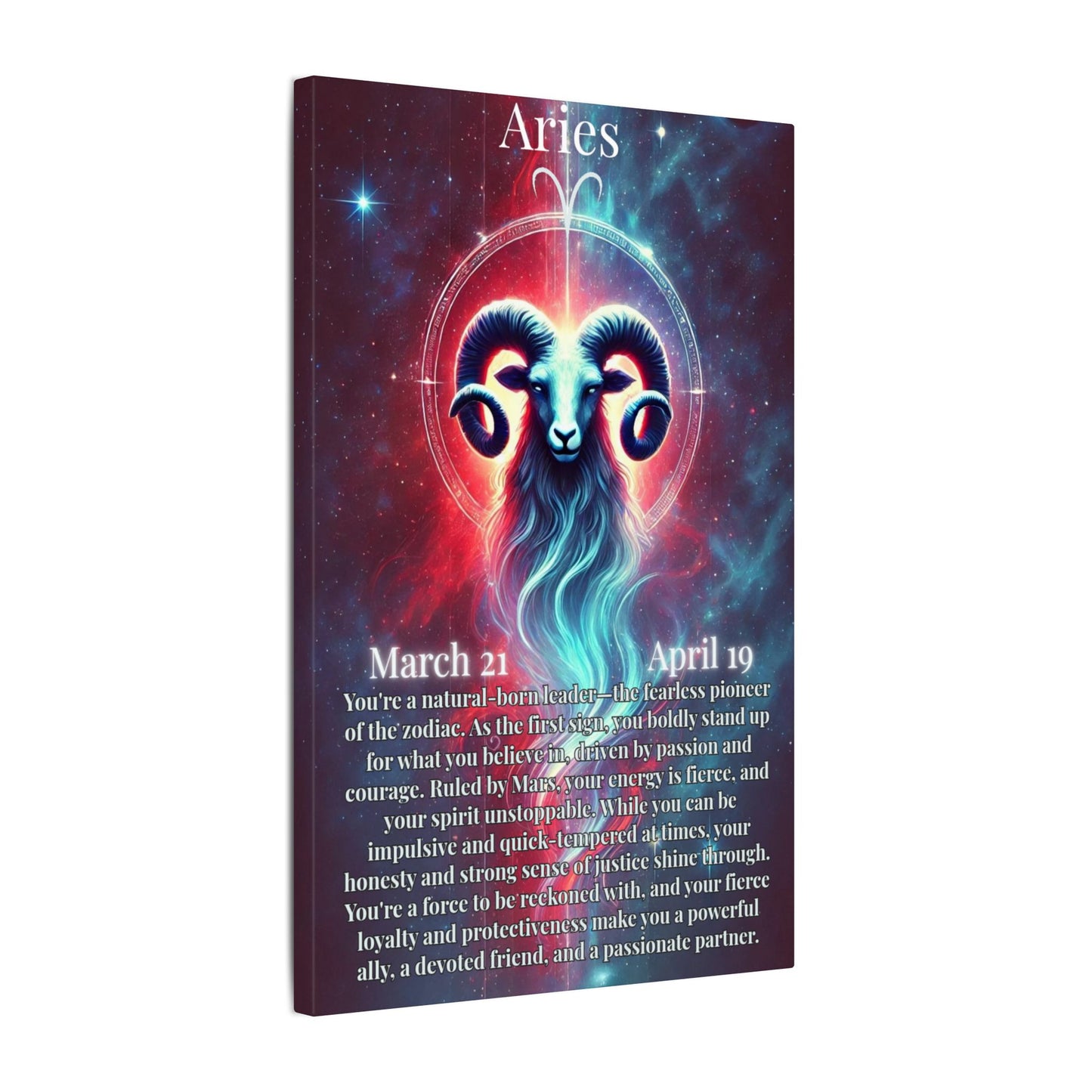 Aries Zodiac Matte Canvas Wall Art - Cosmic Illustration & Horoscope Decor