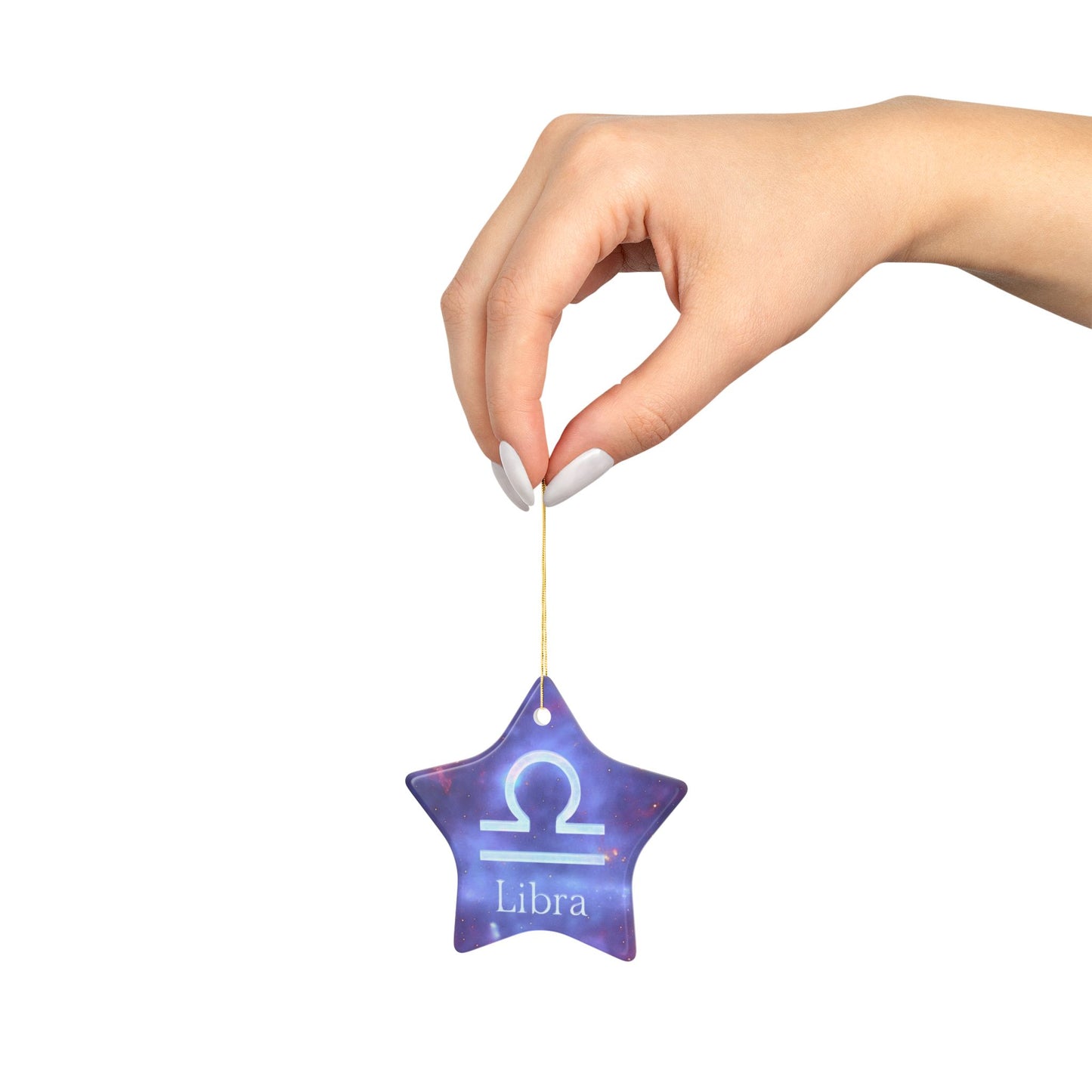 Libra Ceramic Ornament – 2-Side Print – Zodiac Gift Personalized Home Decor