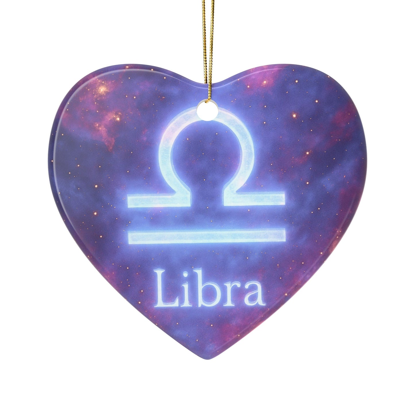 Libra Ceramic Ornament – 2-Side Print – Zodiac Gift Personalized Home Decor