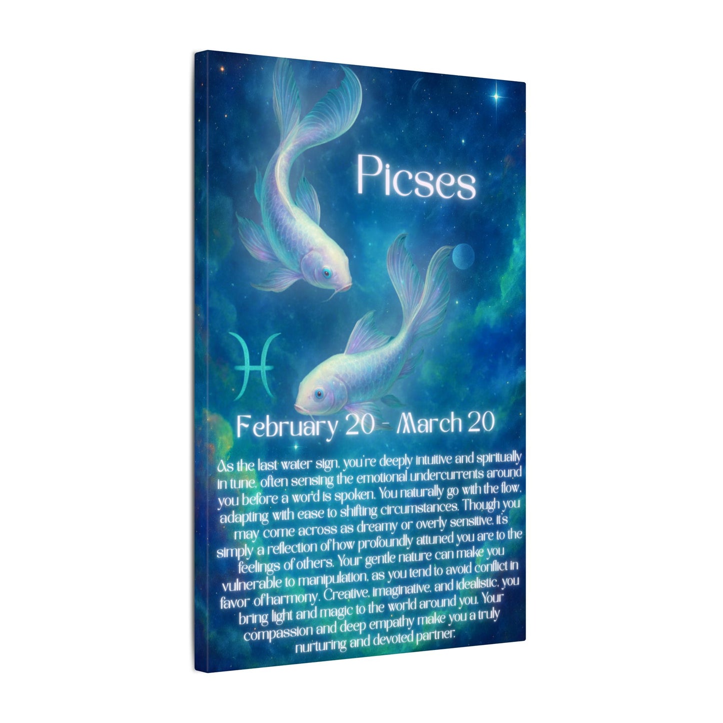 Pisces Zodiac Art Canvas Print - Astrology Home Decor for Spirituality Lovers