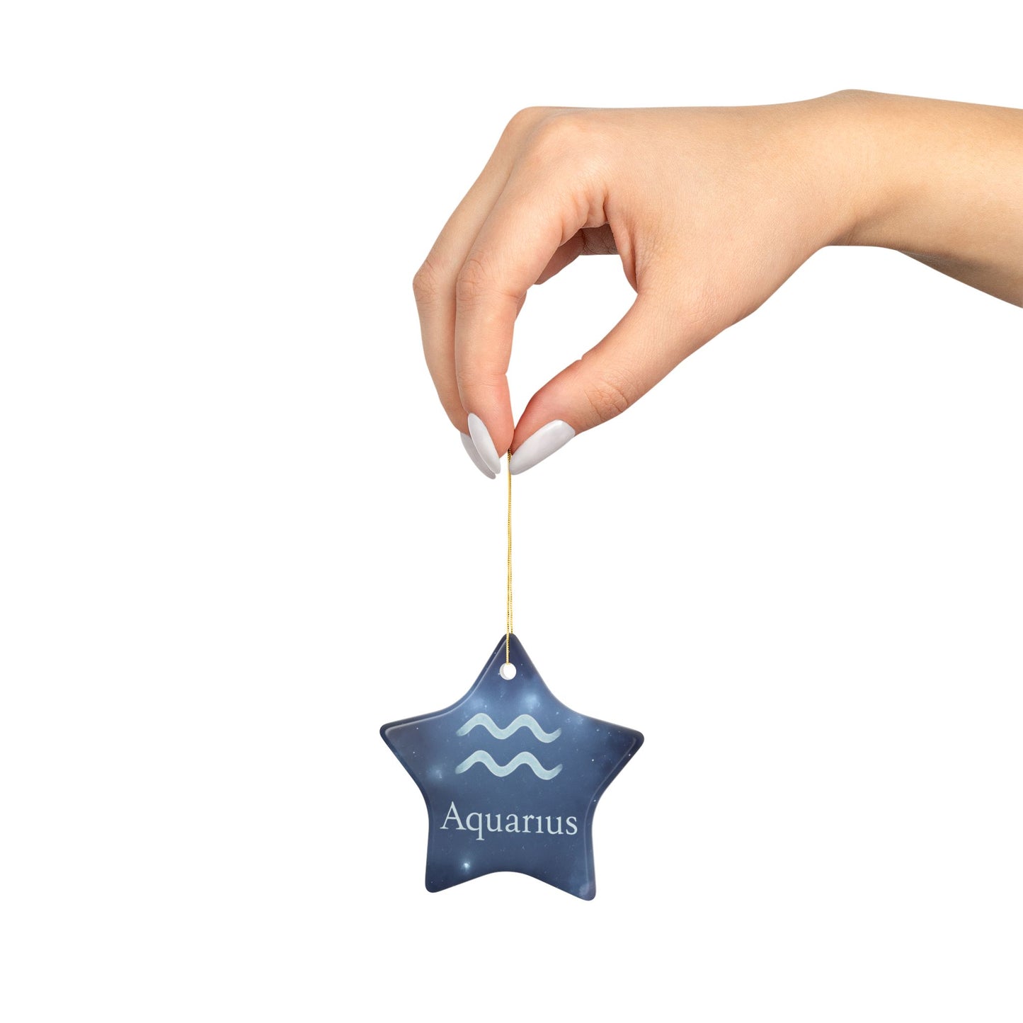 Aquarius Zodiac Ceramic Ornament – Unique & Creative 2-Sided Design