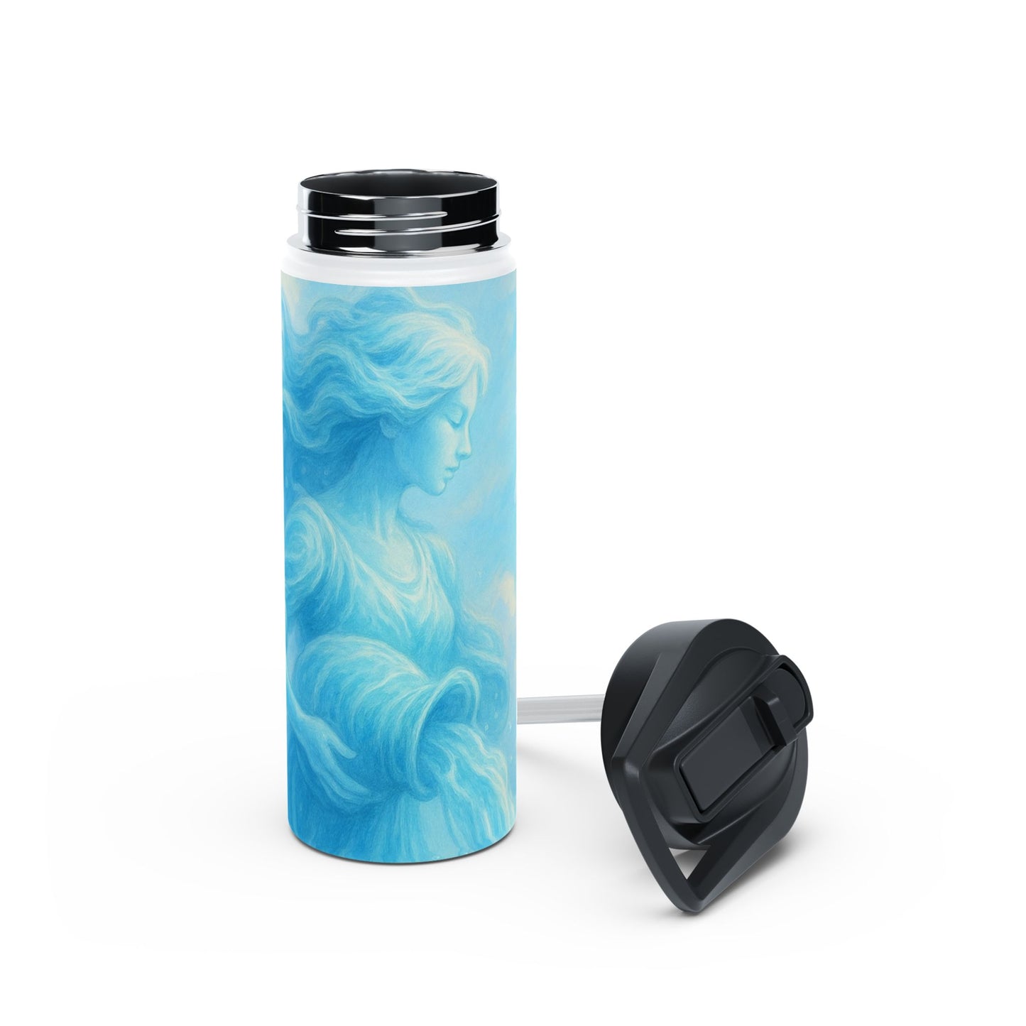 Aquarius Dreamy Goddess Water Bottle, Inspirational Hydration Gift, Eco-Friendly Travel Mug, Motivational Gym Bottle, Serenity Water Flask