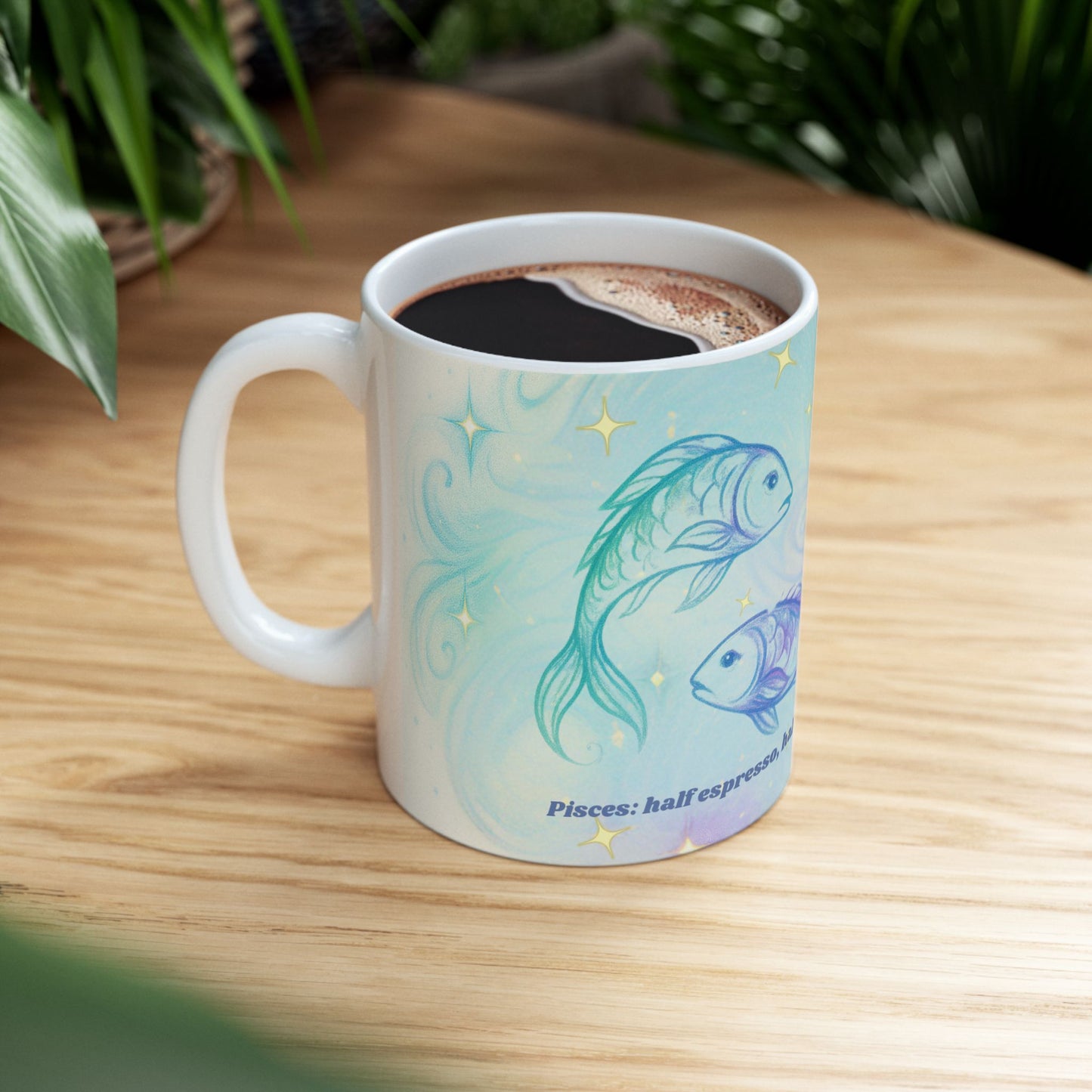 Dreamy Pisces Mug - Inspirational Ceramic Coffee Cup, Unique Gift for Fish Lovers, Whimsical Drinkware, Office Decor, Co-worker Present