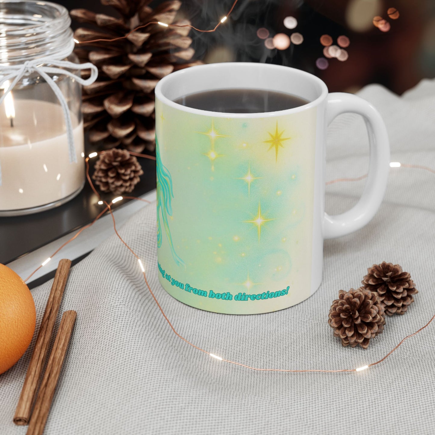 Gemini Zodiac Ceramic Mug - 11oz & 15oz - Mystical Twin Design for Astrology Lovers
