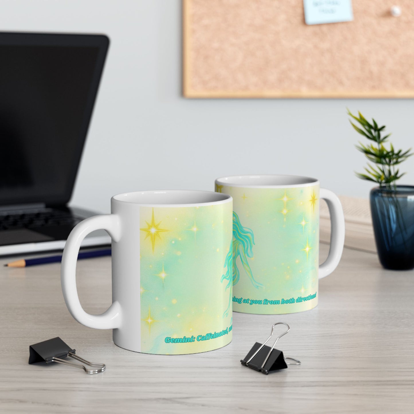 Gemini Zodiac Ceramic Mug - 11oz & 15oz - Mystical Twin Design for Astrology Lovers