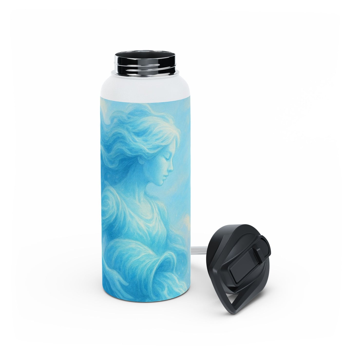 Aquarius Dreamy Goddess Water Bottle, Inspirational Hydration Gift, Eco-Friendly Travel Mug, Motivational Gym Bottle, Serenity Water Flask
