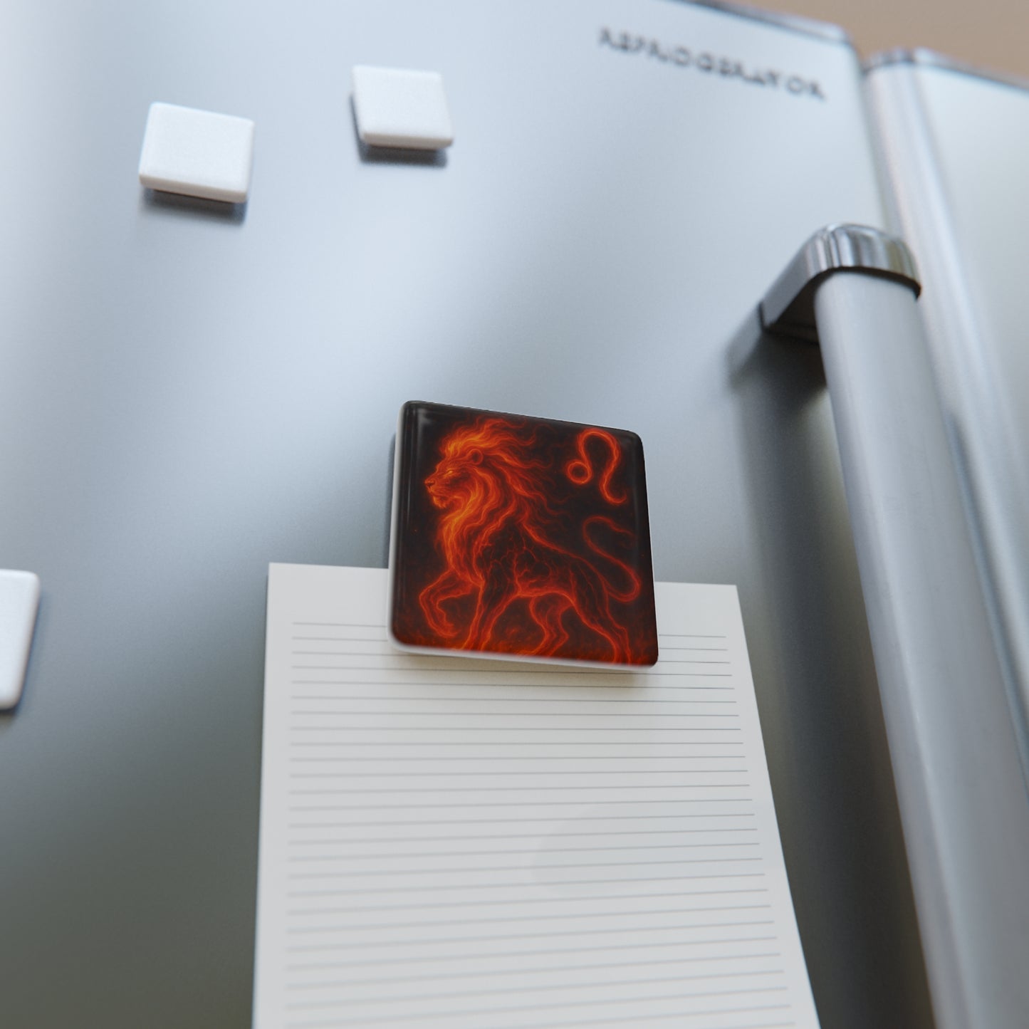 Fiery Leo Zodiac Magnet, Leo Decor, Astrology Gift, Square Porcelain Magnet, Fire Sign Refrigerator Magnet, Unique Home Decor