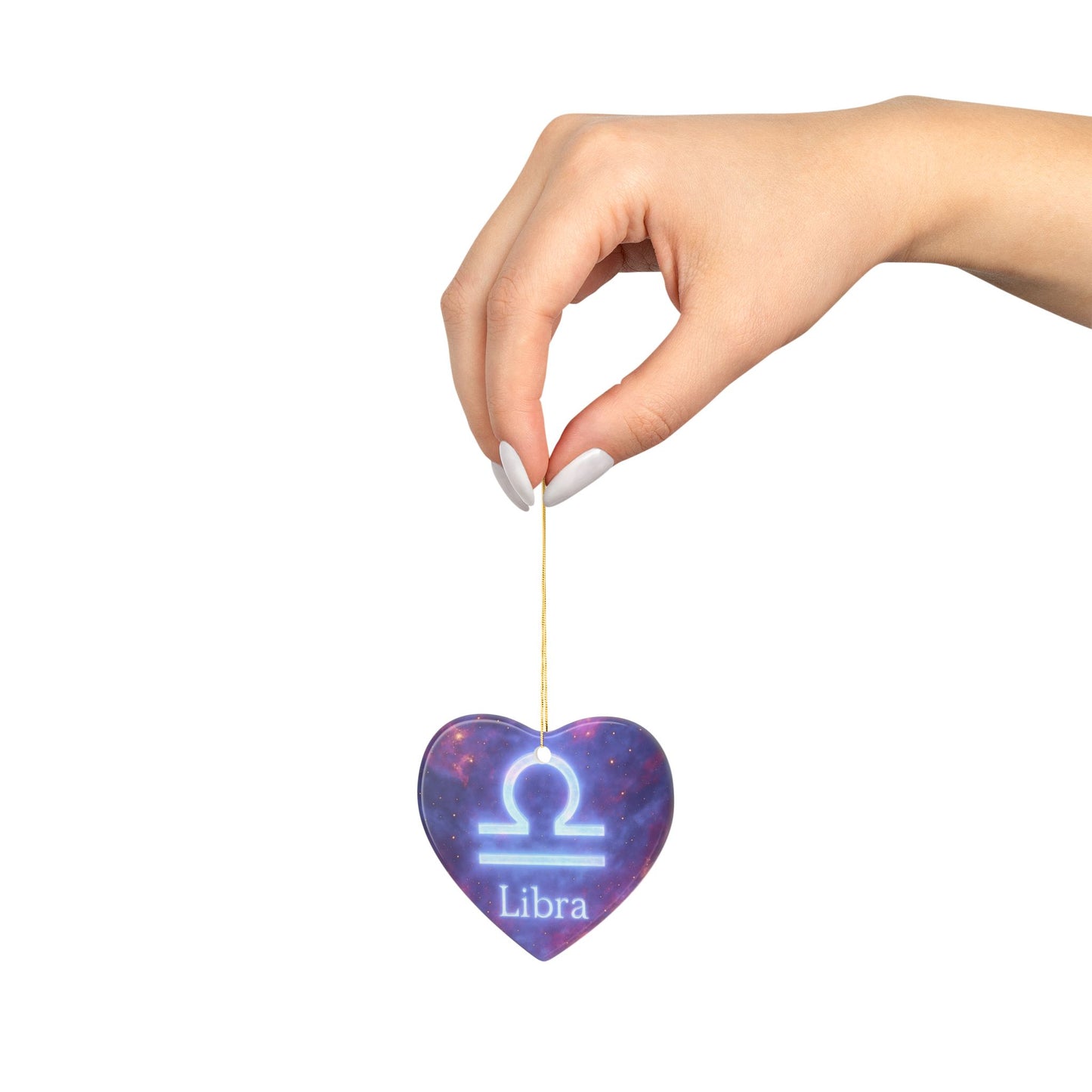 Libra Ceramic Ornament – 2-Side Print – Zodiac Gift Personalized Home Decor