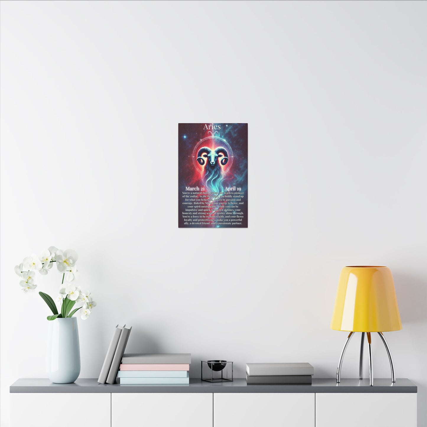 Aries Zodiac Matte Canvas Wall Art - Cosmic Illustration & Horoscope Decor