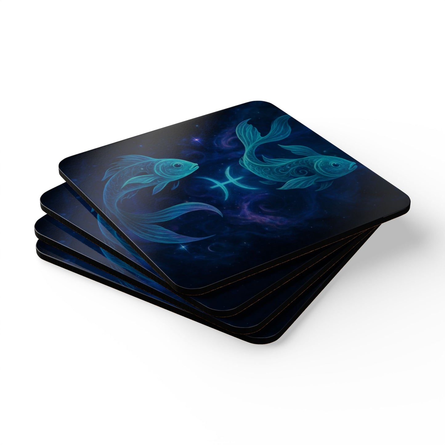 Astrological Pisces Cork Coaster Set - Zodiac Home Decor
