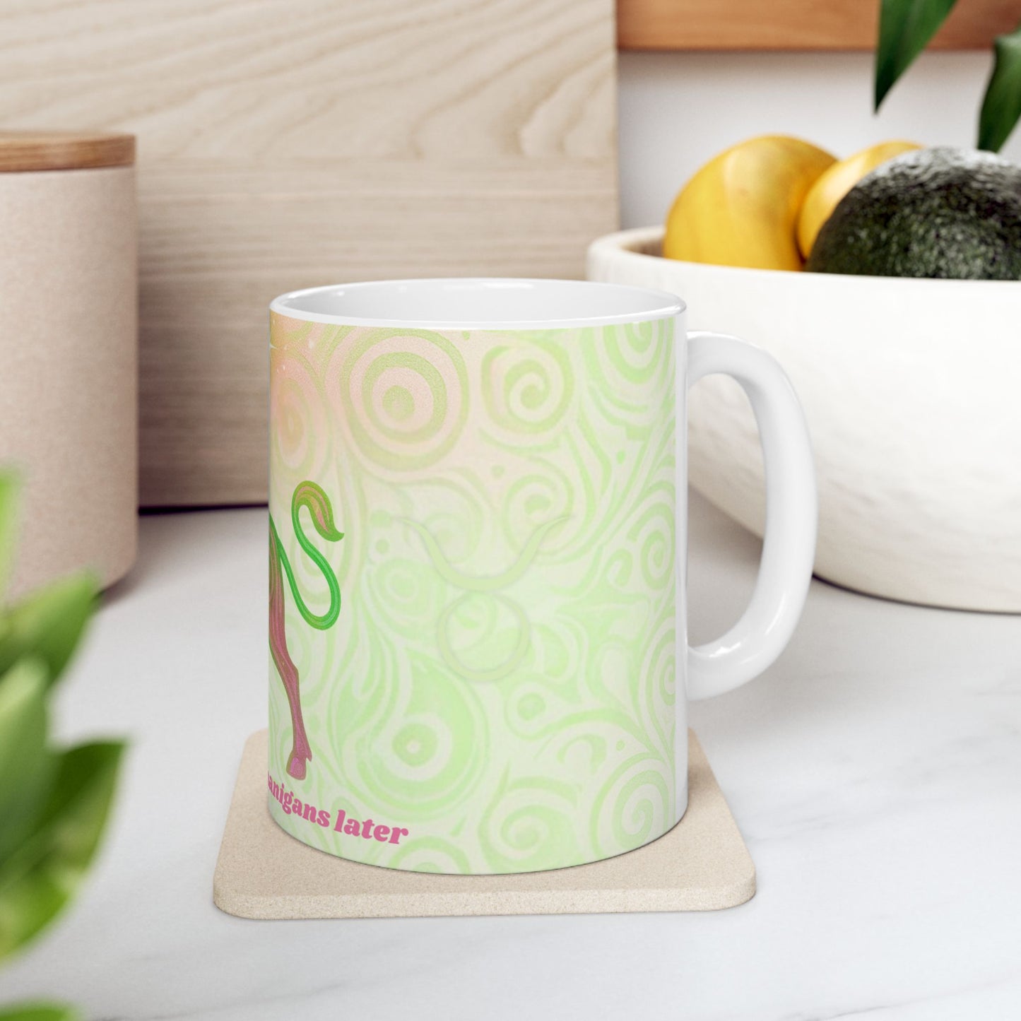 Taurus Bull Ceramic Mug - Coffee First Shenanigans Later - Perfect for Taurus Lovers