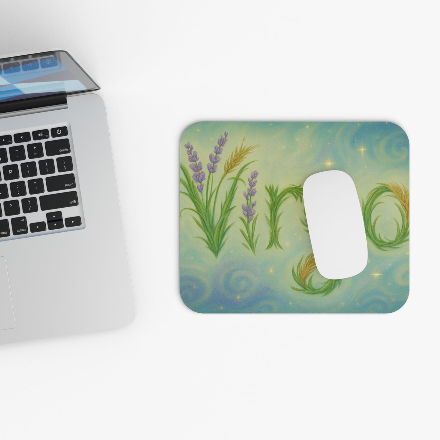 Virgo Floral Mouse Pad | Zodiac Sign Office Decor, Gift for Virgo, Astrology Mousepad, Lavender Design, Personalized Workspace Accessories