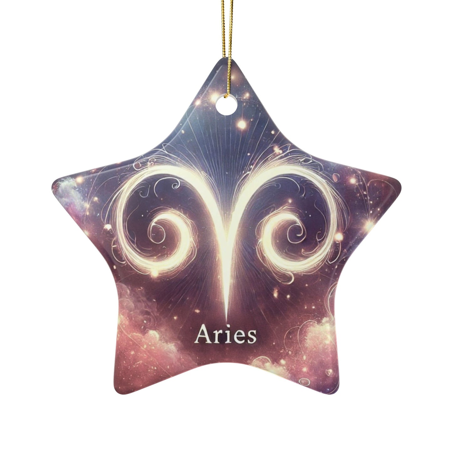 Aries Zodiac Ceramic Ornaments | 2-Sided Print for Celebrations & Decor