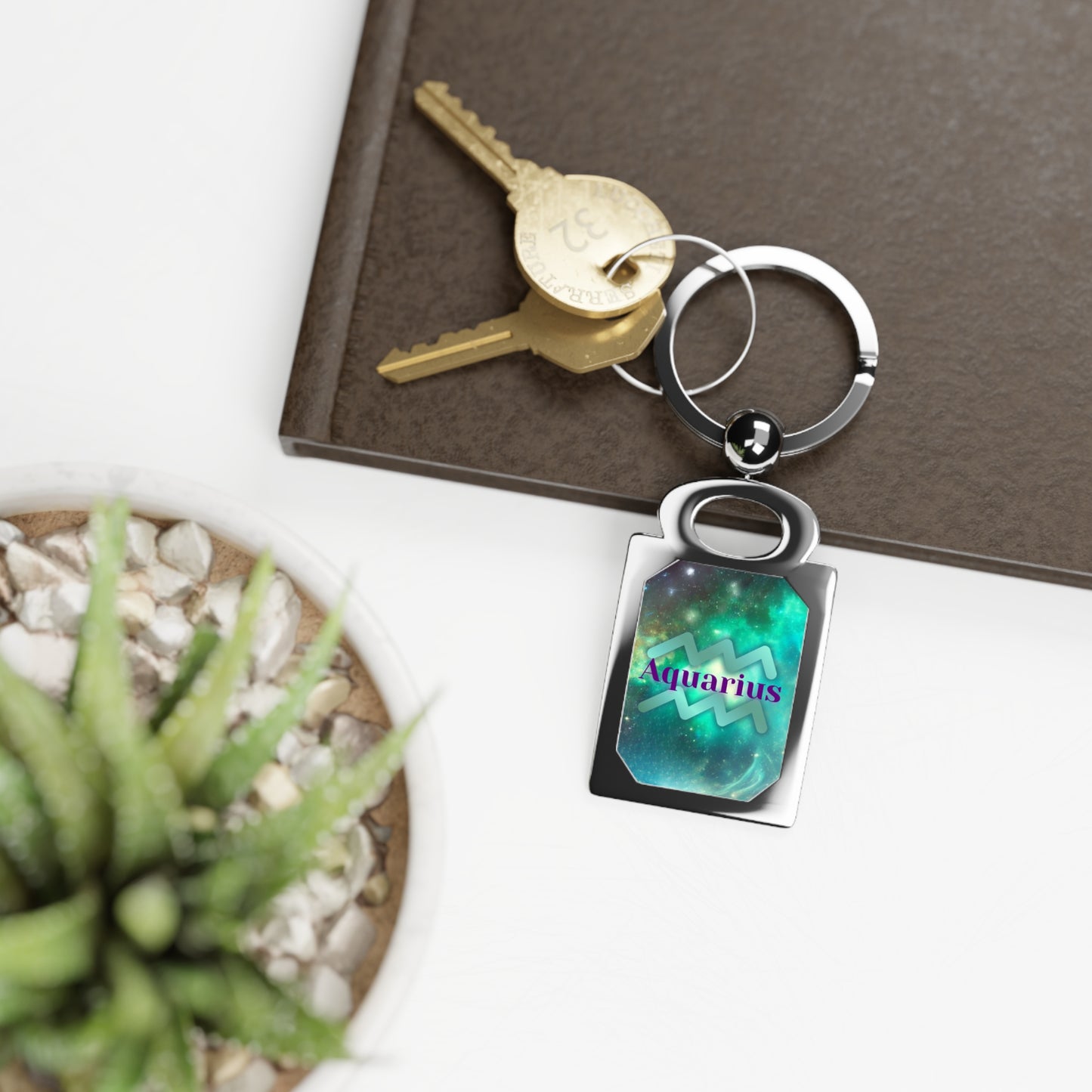 Astrology Keyring for Aquarius - Personalized Rectangle Photo Keychain
