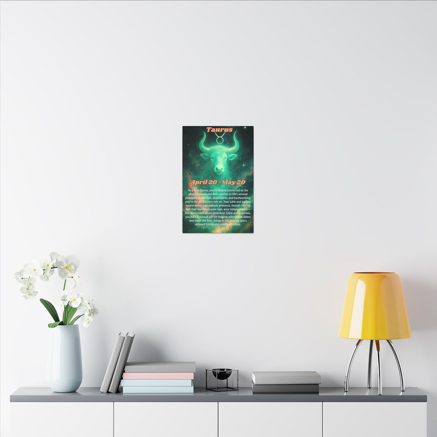 Taurus Zodiac Canvas Wall Art - April 20 - May 20 - Astrological Home Decor