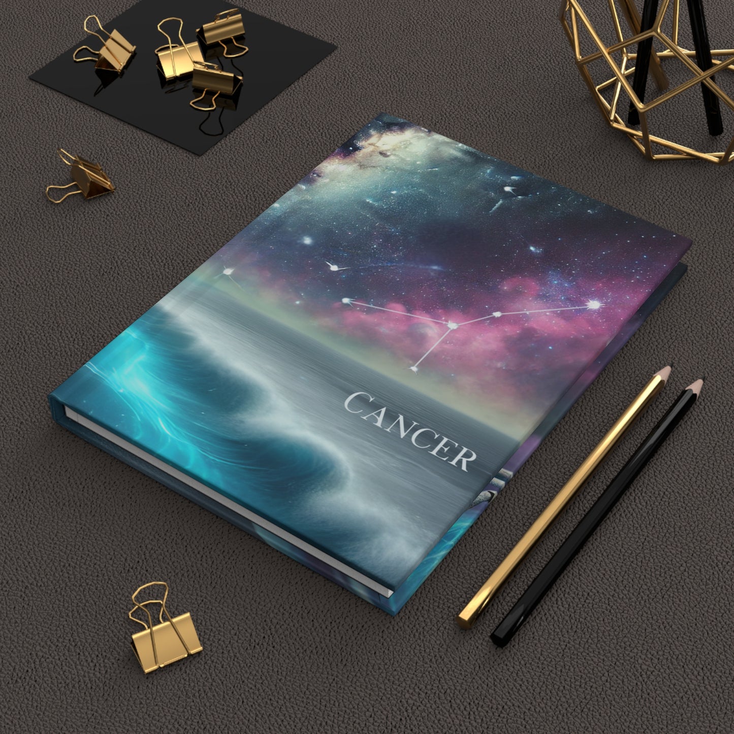 Cancer Hardcover Journal | Cosmic Crab Design | Perfect for Star Sign Lovers