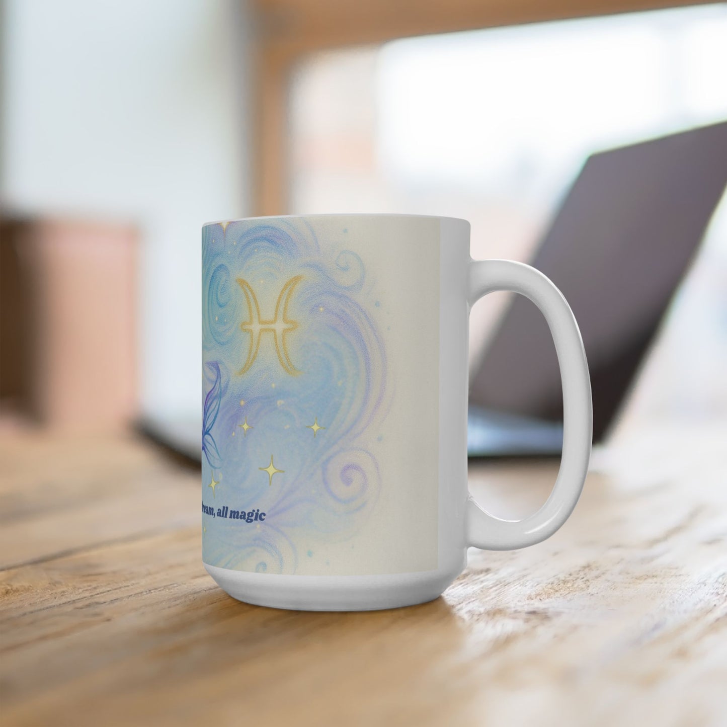 Dreamy Pisces Mug - Inspirational Ceramic Coffee Cup, Unique Gift for Fish Lovers, Whimsical Drinkware, Office Decor, Co-worker Present