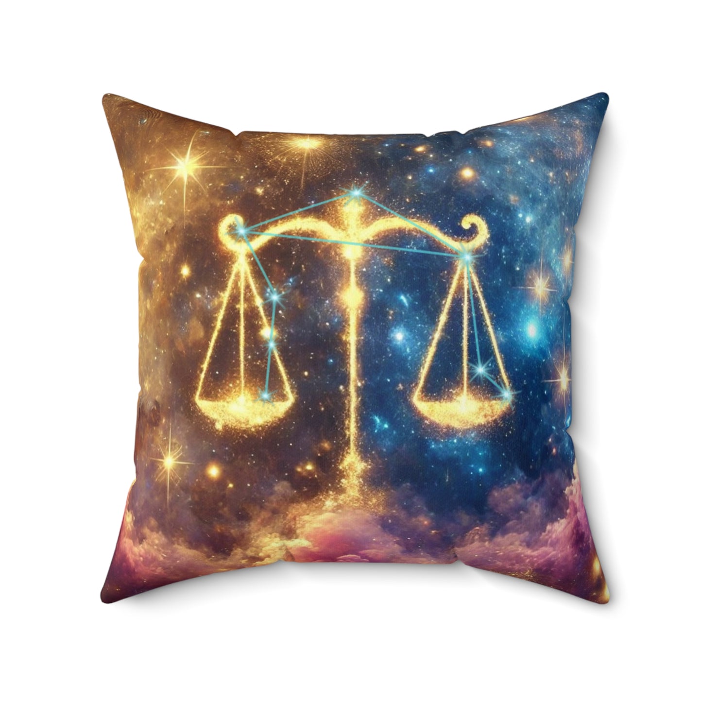Libra Zodiac Spun Polyester Decorative Pillow - Cosmic Balance Design