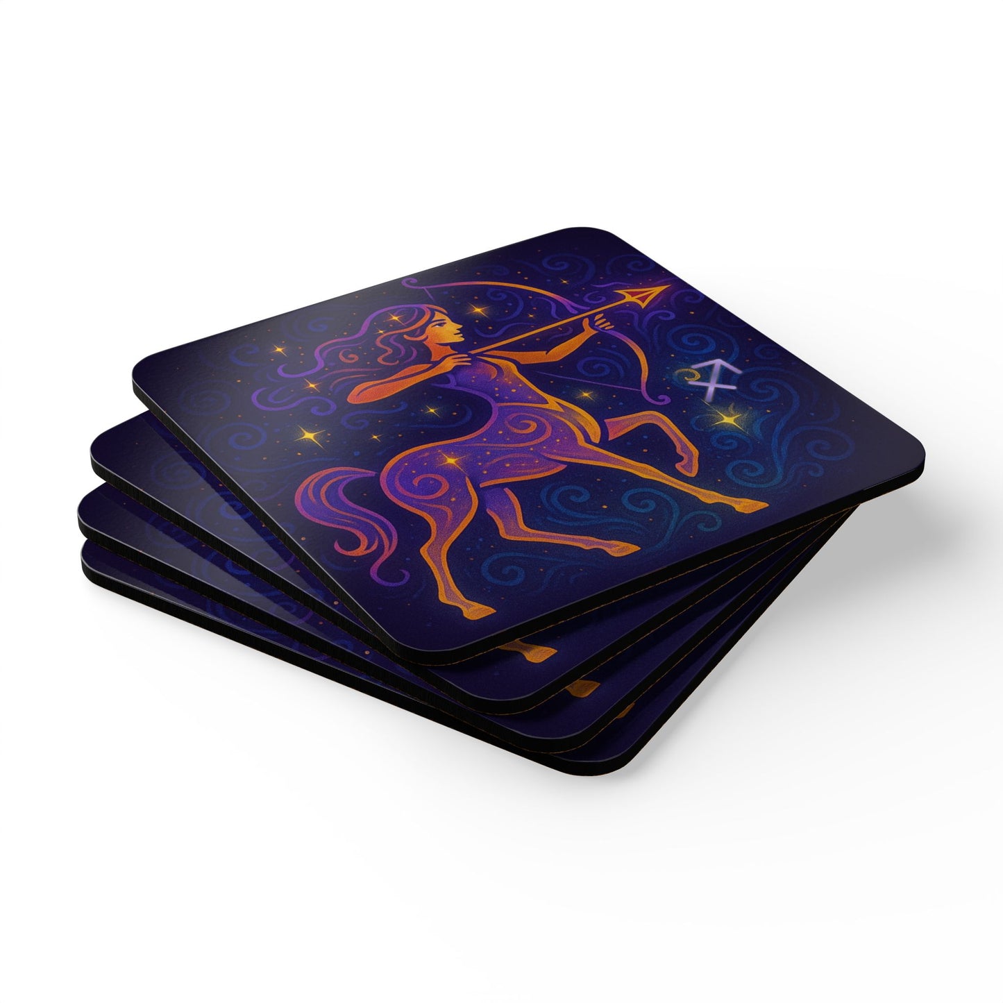 Astrology Cork Coaster Set - Sagittarius Design