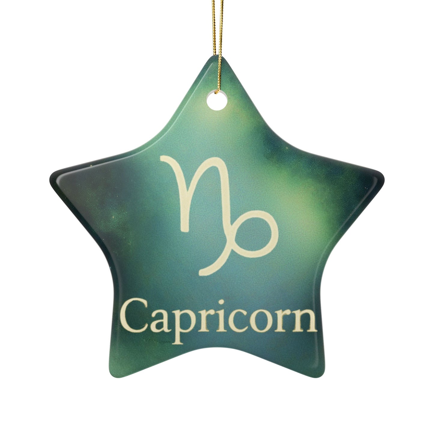Capricorn Ceramic Ornament - 2-Sided Zodiac Holiday Decoration