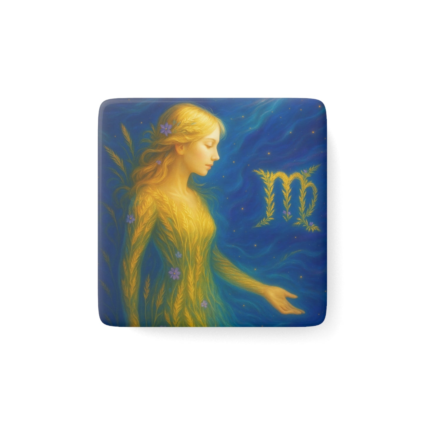 Virgo Mystic Porcelain Magnet, Zodiac Decor, Astrological Gift, Home Decoration, Spiritual Wall Art