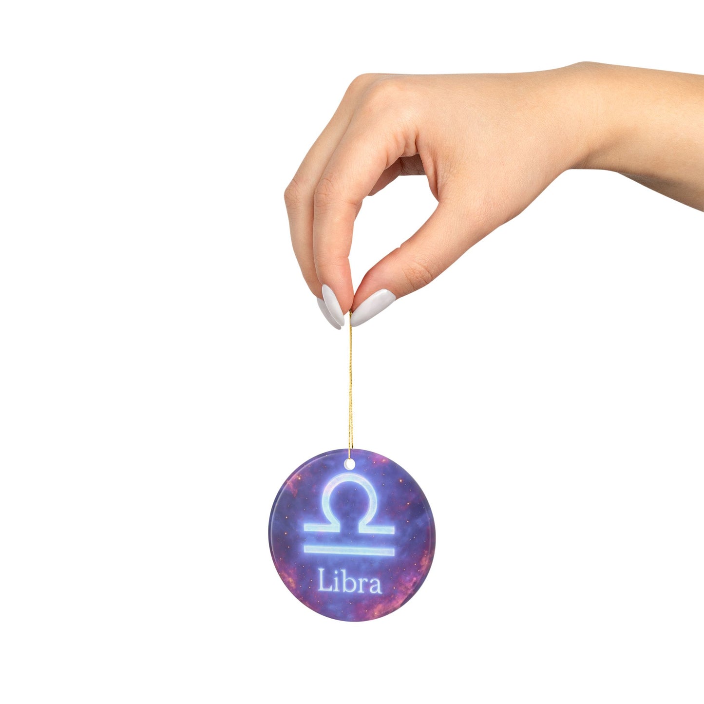 Libra Ceramic Ornament – 2-Side Print – Zodiac Gift Personalized Home Decor