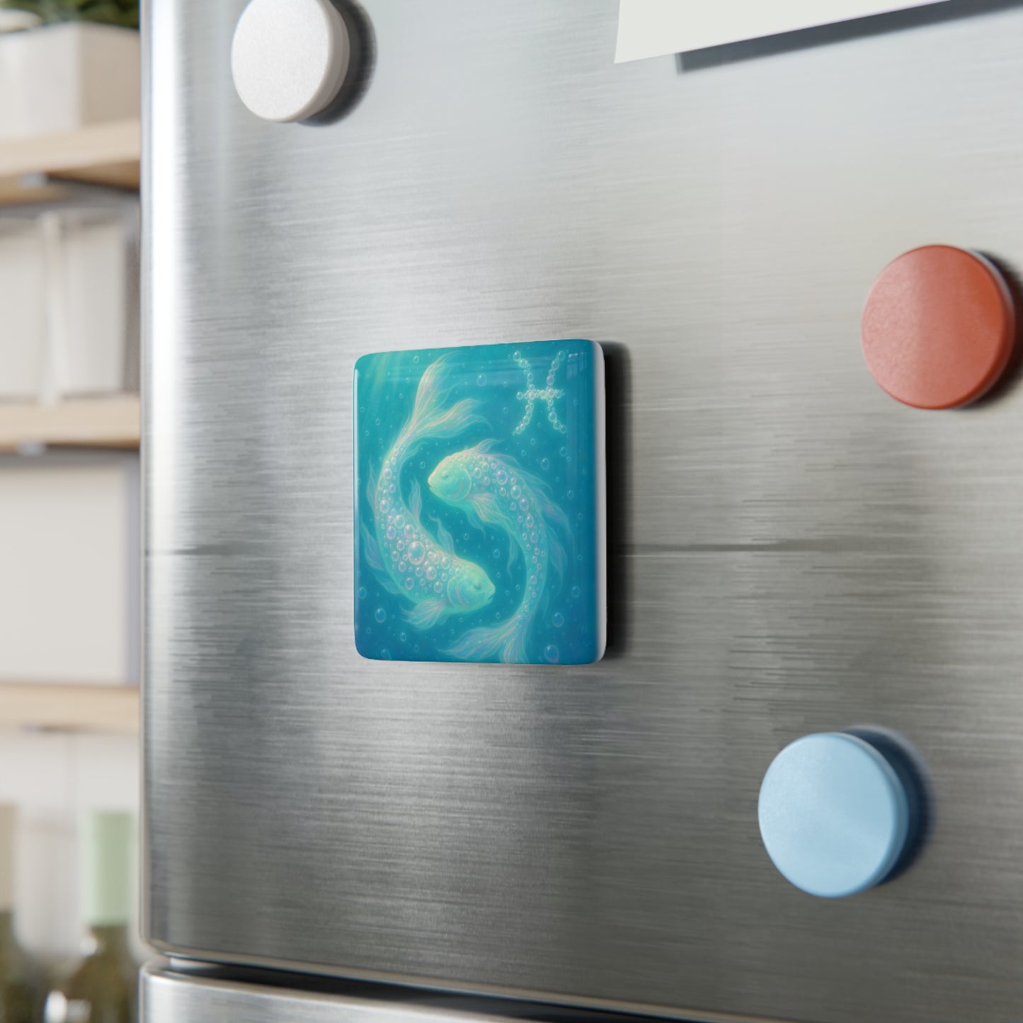 Zodiac Pisces Magnet, Horoscope Decor, Unique Gift for Astrology Lovers, Kitchen Decor, Artsy Fridge Magnet