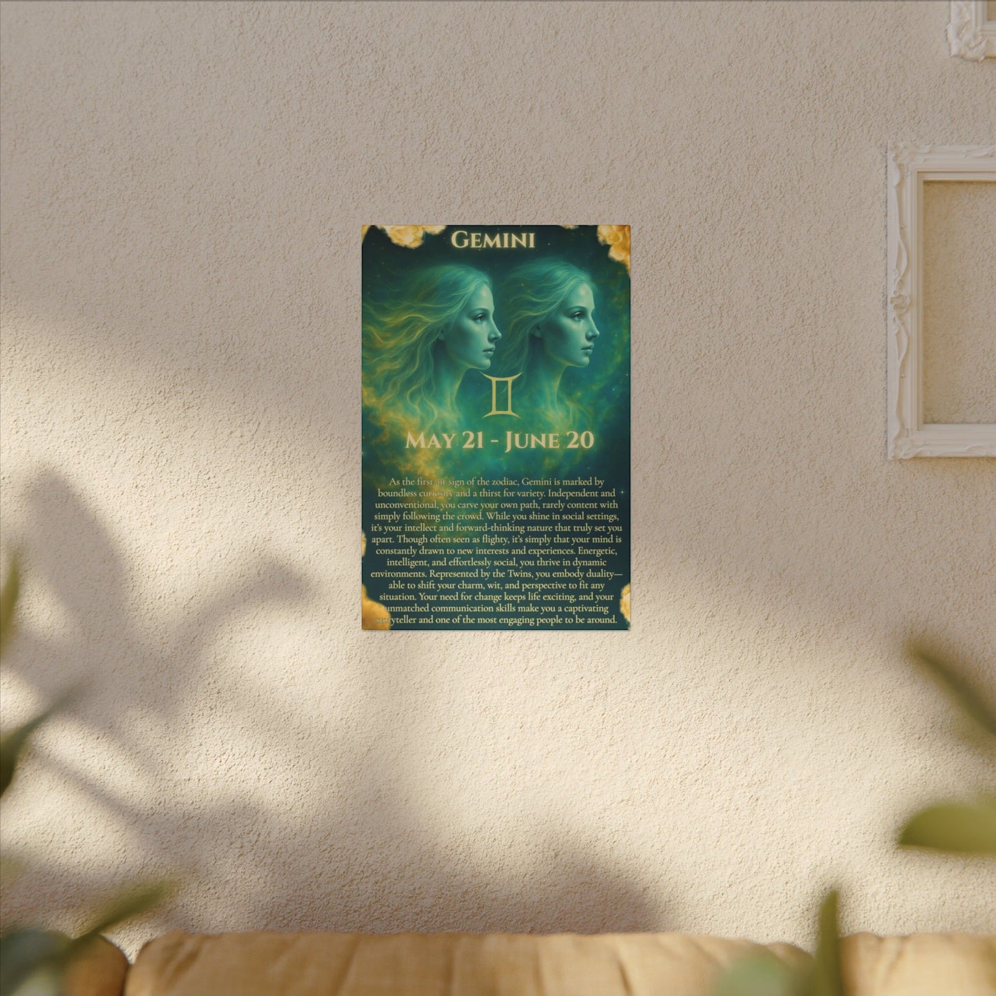 Gemini Zodiac Canvas Print - Astrological Art for Home Decor