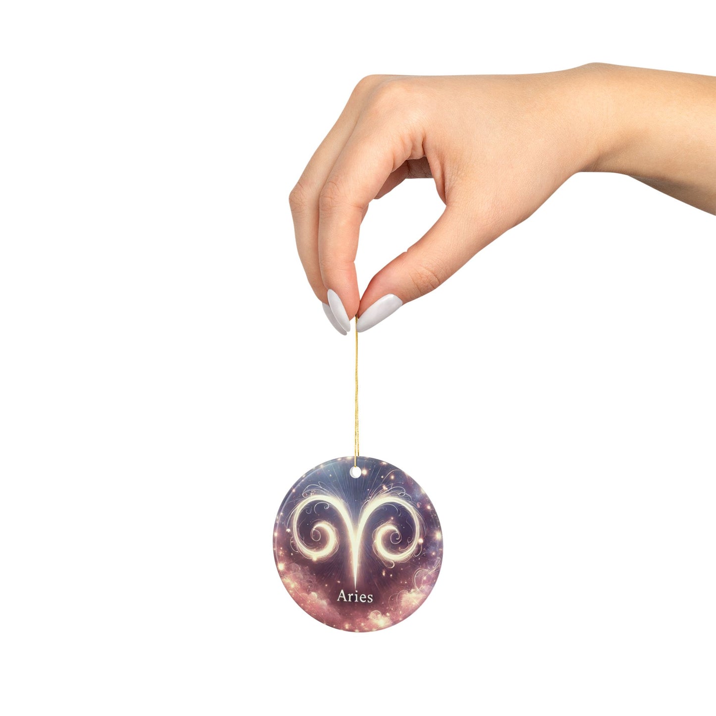 Aries Zodiac Ceramic Ornaments | 2-Sided Print for Celebrations & Decor