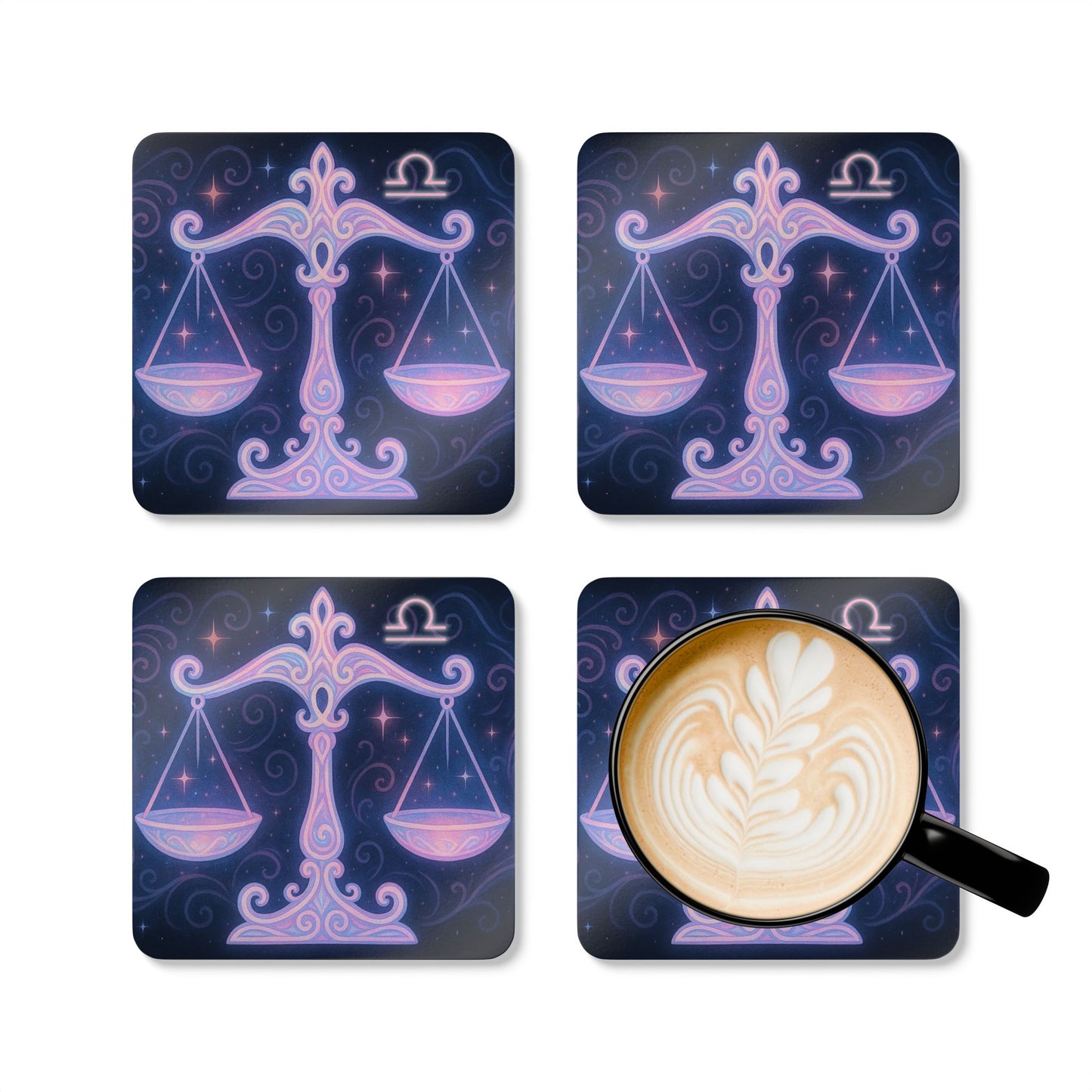 Astrological Libra Balance Coaster Set - Zodiac Decor for Home & Celebrations