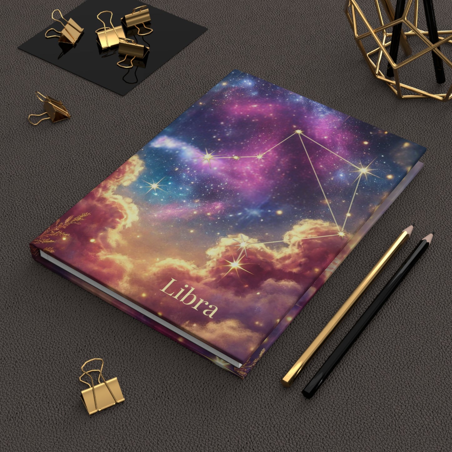 Libra Hardcover Journal - Celestial Astrology Design for Star Sign Lovers