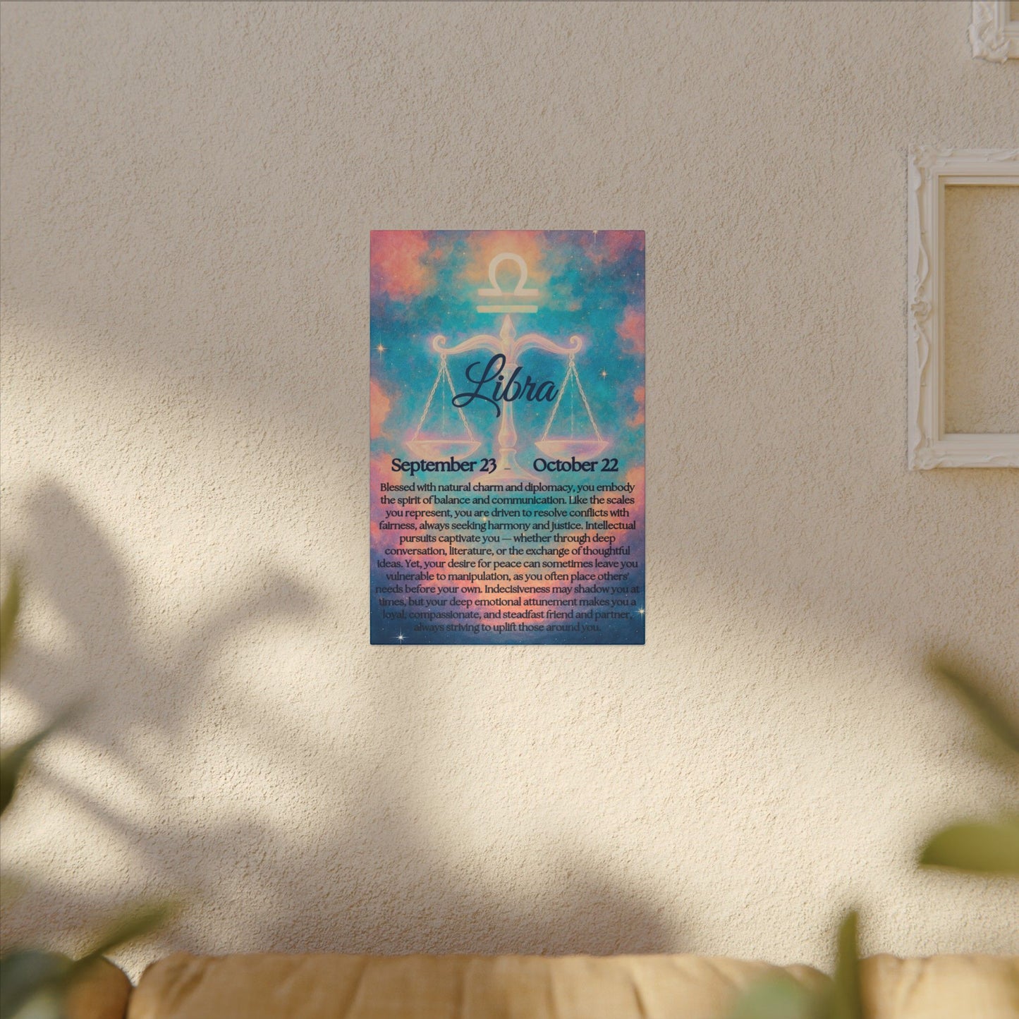 Libra Zodiac Canvas Art - Stretched Wall Decor for Balance & Harmony