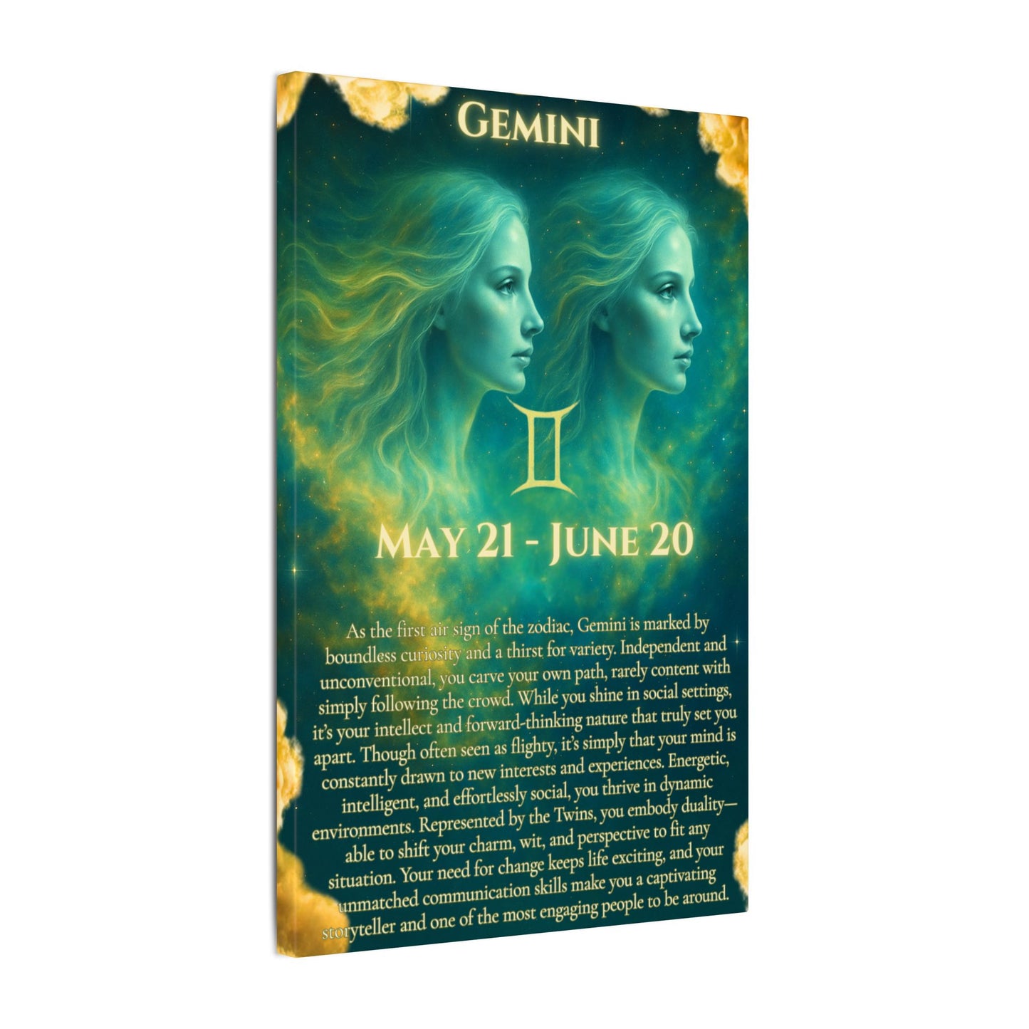 Gemini Zodiac Canvas Print - Astrological Art for Home Decor