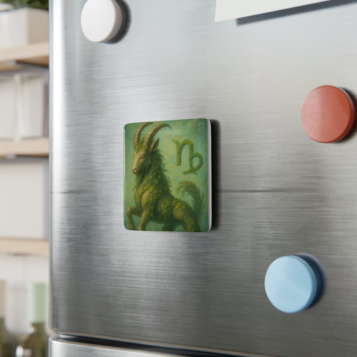 Capricorn Zodiac Porcelain Magnet, Square, Astrology Decor, Unique Gift for Astrology Lovers, Kitchen Fridge Magnet, Horoscope Collectible