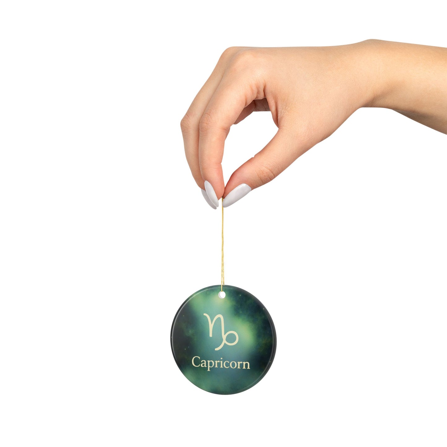 Capricorn Ceramic Ornament - 2-Sided Zodiac Holiday Decoration