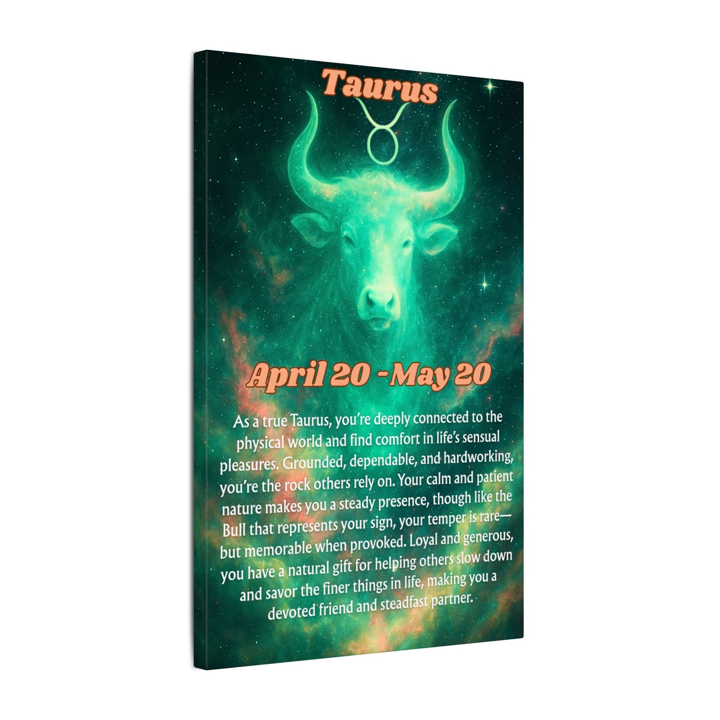Taurus Zodiac Canvas Wall Art - April 20 - May 20 - Astrological Home Decor