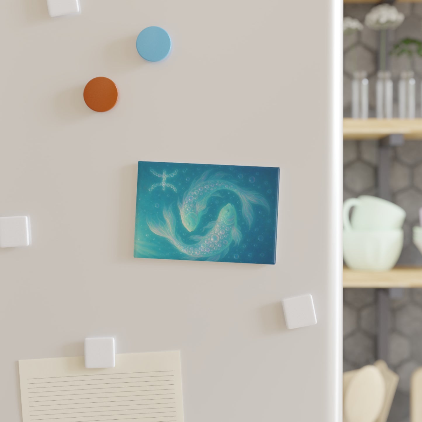 Serene Pisces Button Magnet Set | Ocean-Inspired Decor, Unique Gift, Fridge Magnet, Home Office Decor, Coastal Vibes