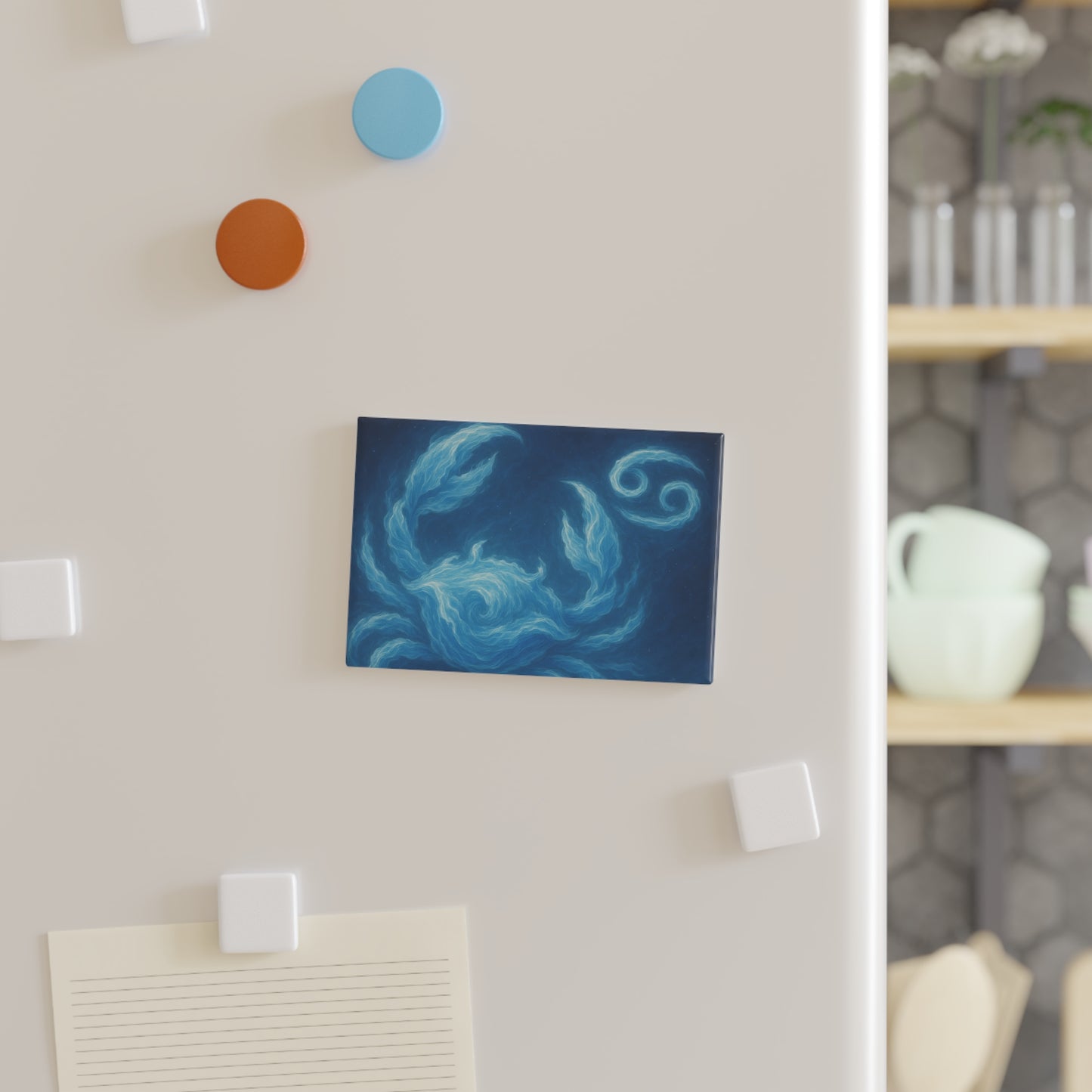 Artistic Ocean-Inspired Button Magnet, Decorative Refrigerator Magnet, Home Decor, Sea-Themed Accent, Gift for Ocean Lovers