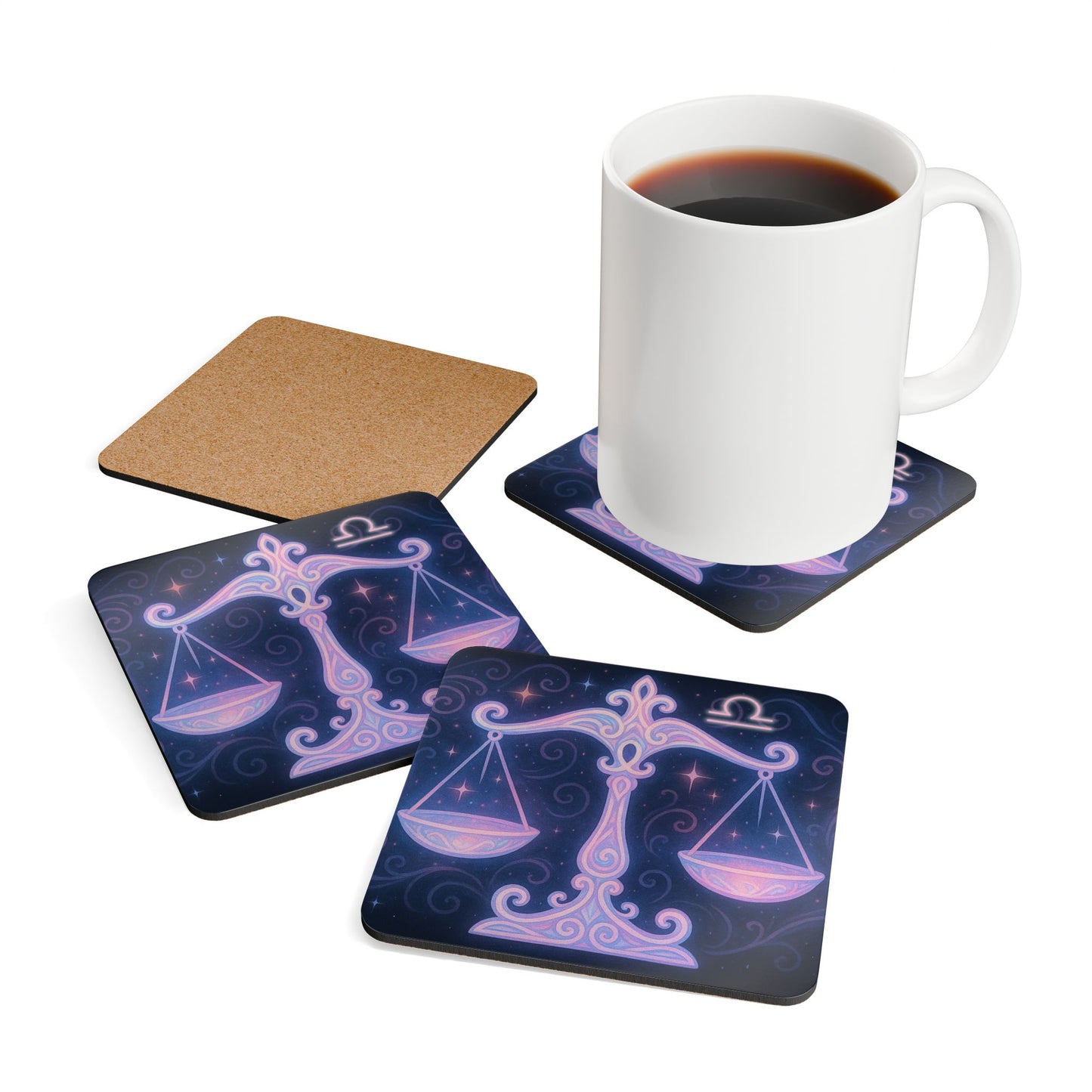 Astrological Libra Balance Coaster Set - Zodiac Decor for Home & Celebrations