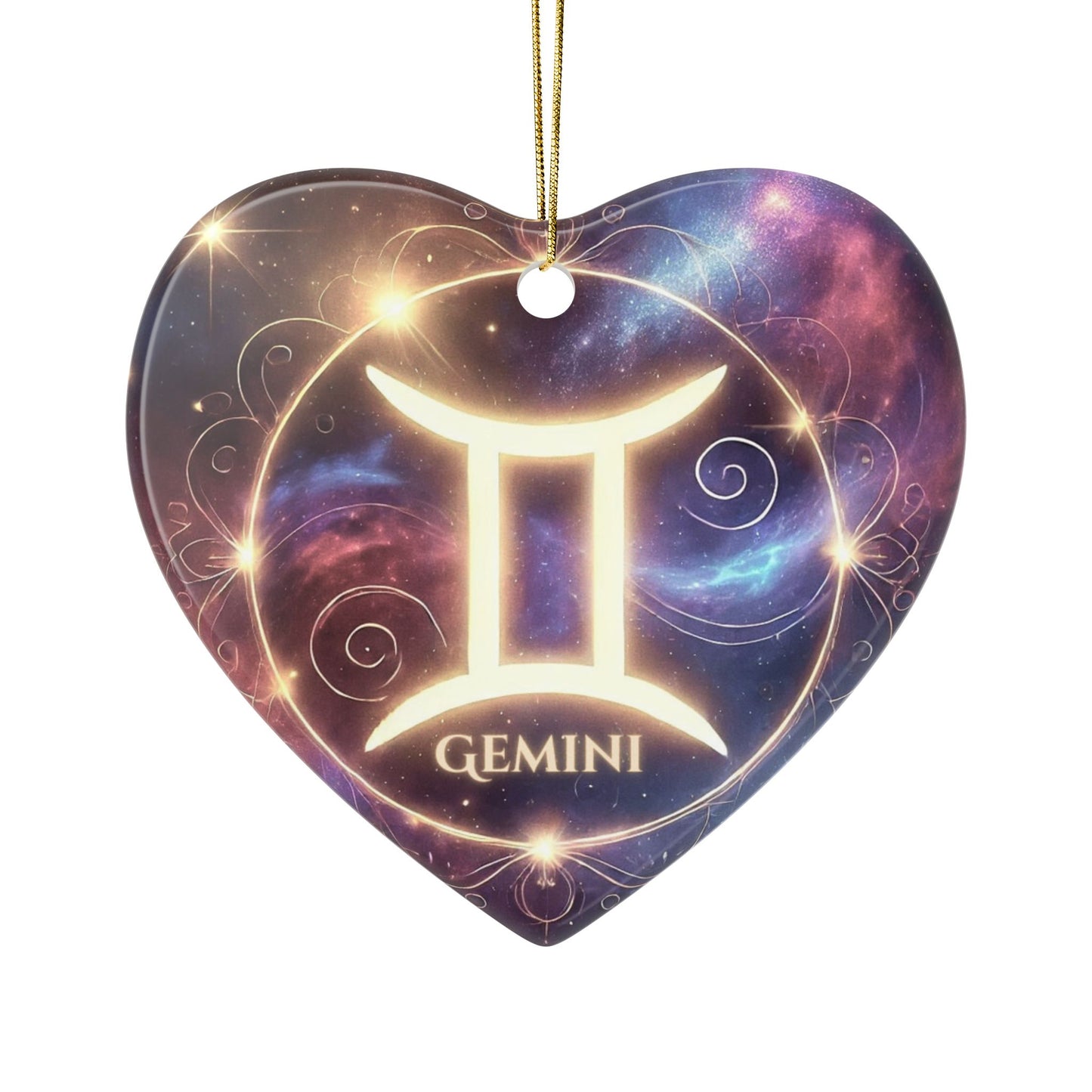 Gemini Zodiac Ceramic Ornament - 2-Sided Design for Astrology Lovers
