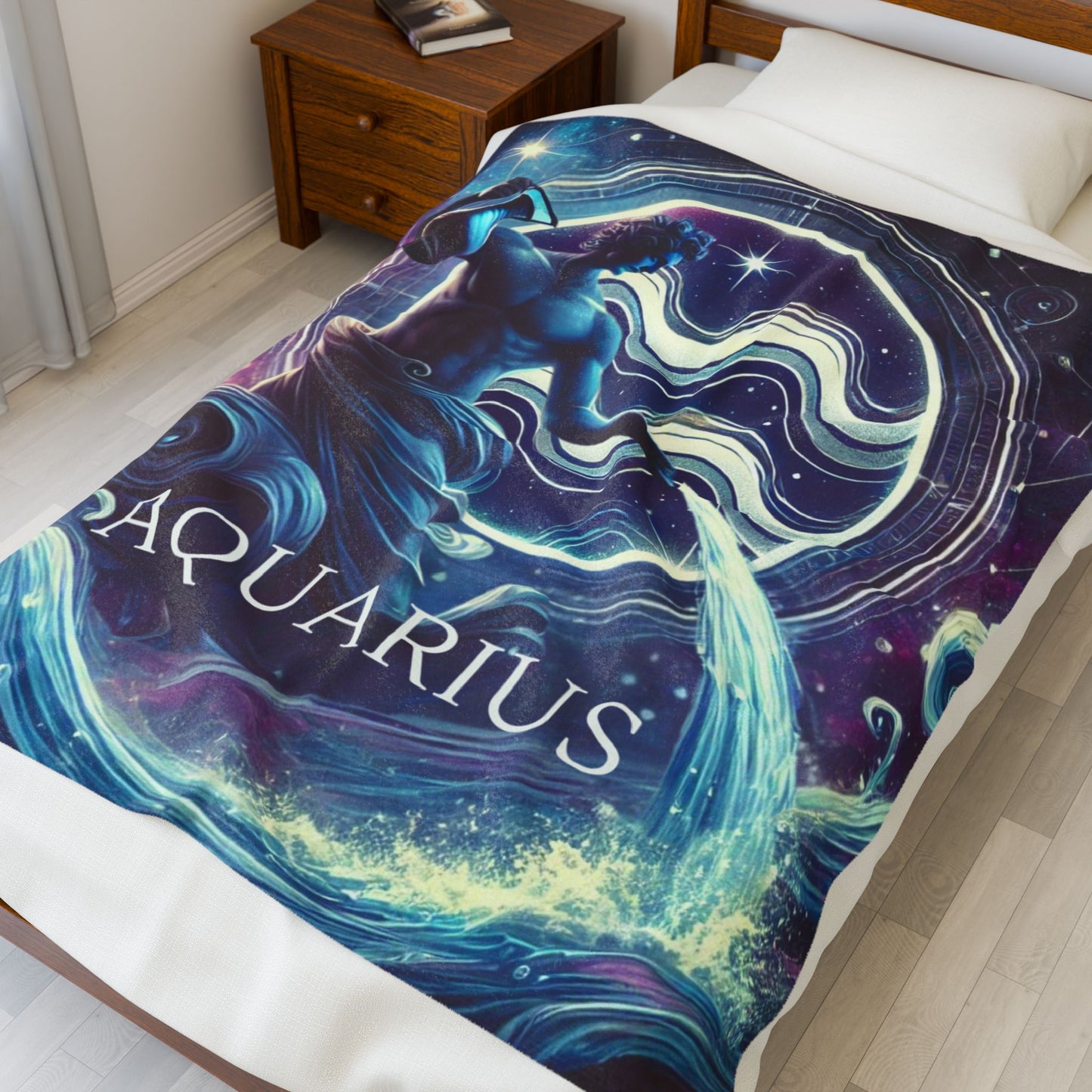 Aquarius Velveteen Plush Blanket - Cozy Astrology Throw for Zodiac Lovers