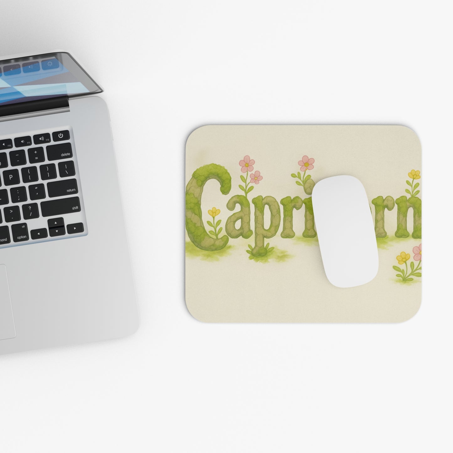 Capricorn Floral Mouse Pad, Zodiac Desk Accessory, Astrology Gift, Home Office Decor, Personalized Gift