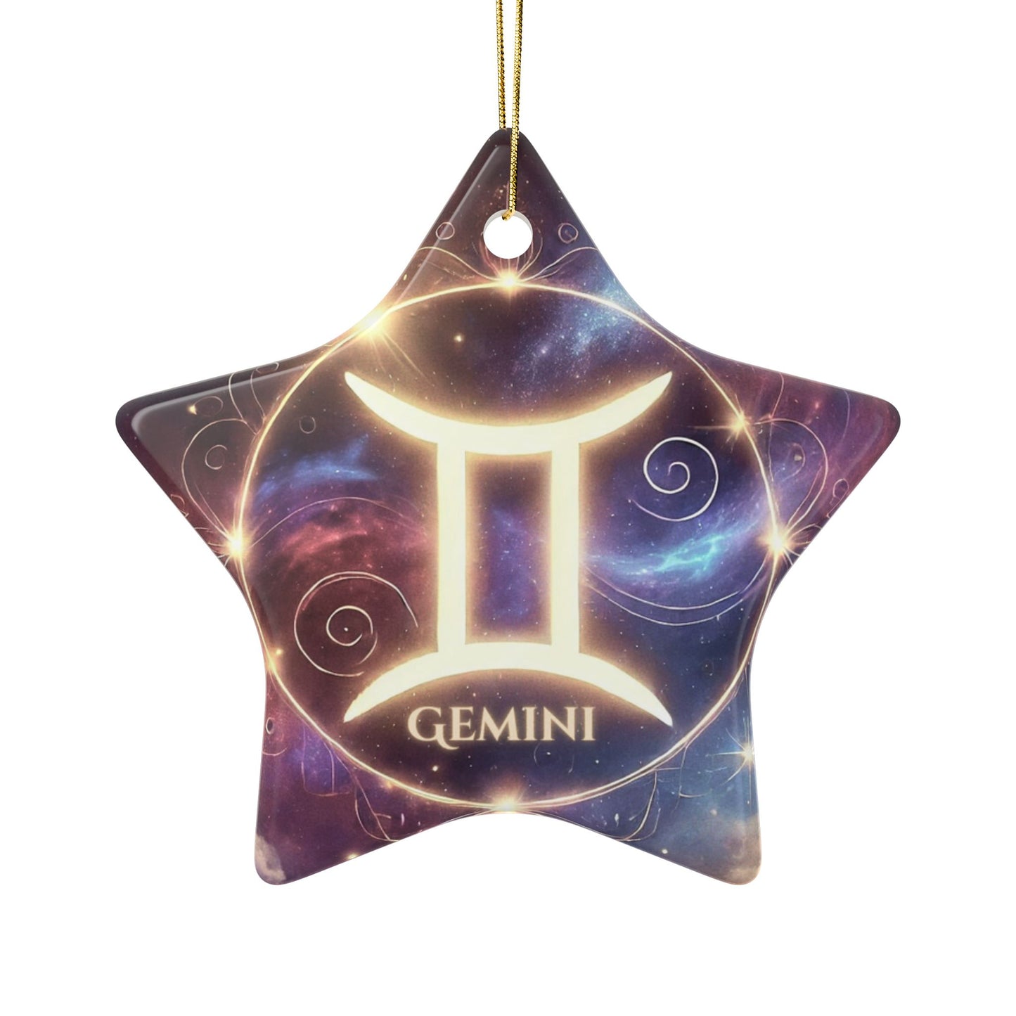 Gemini Zodiac Ceramic Ornament - 2-Sided Design for Astrology Lovers