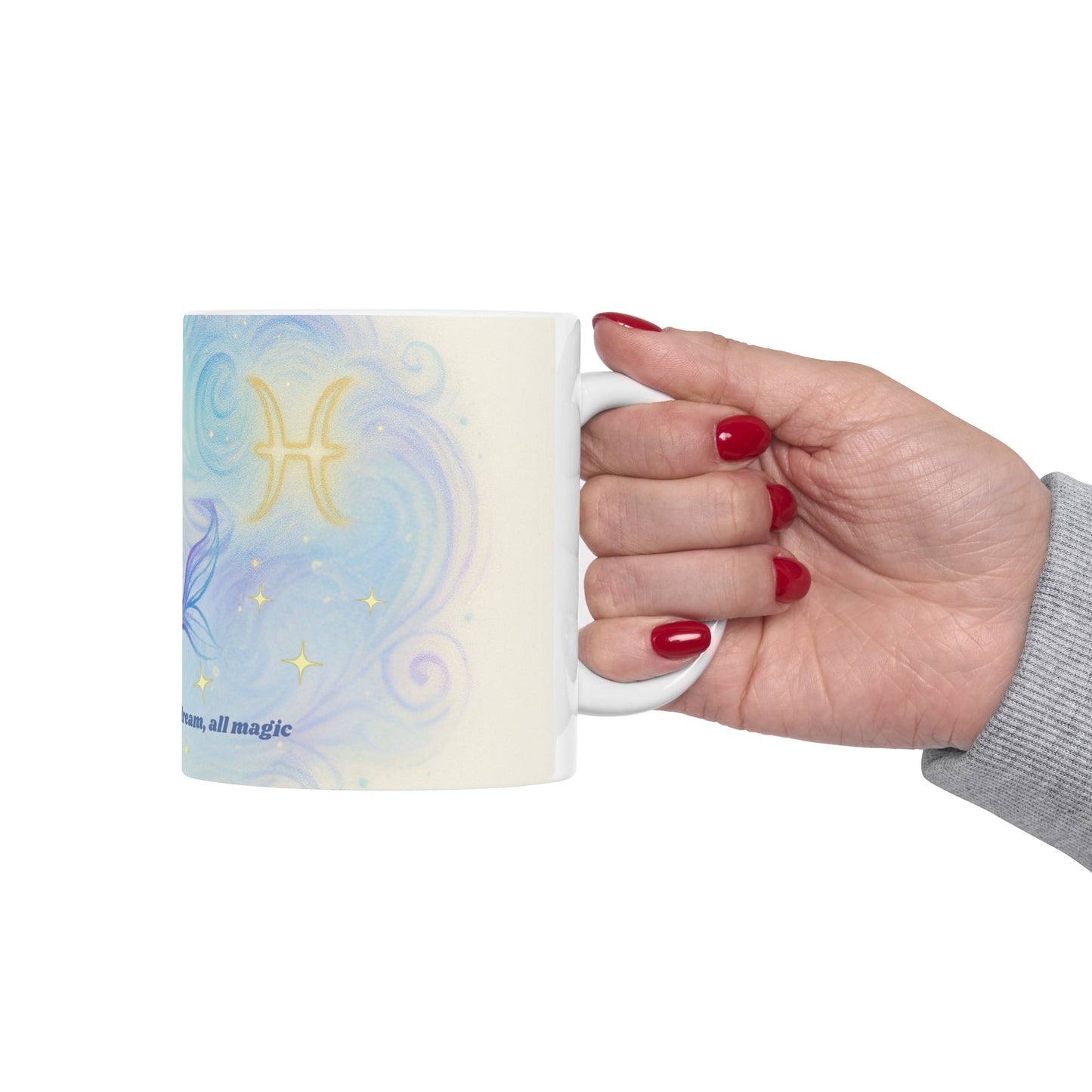 Dreamy Pisces Mug - Inspirational Ceramic Coffee Cup, Unique Gift for Fish Lovers, Whimsical Drinkware, Office Decor, Co-worker Present