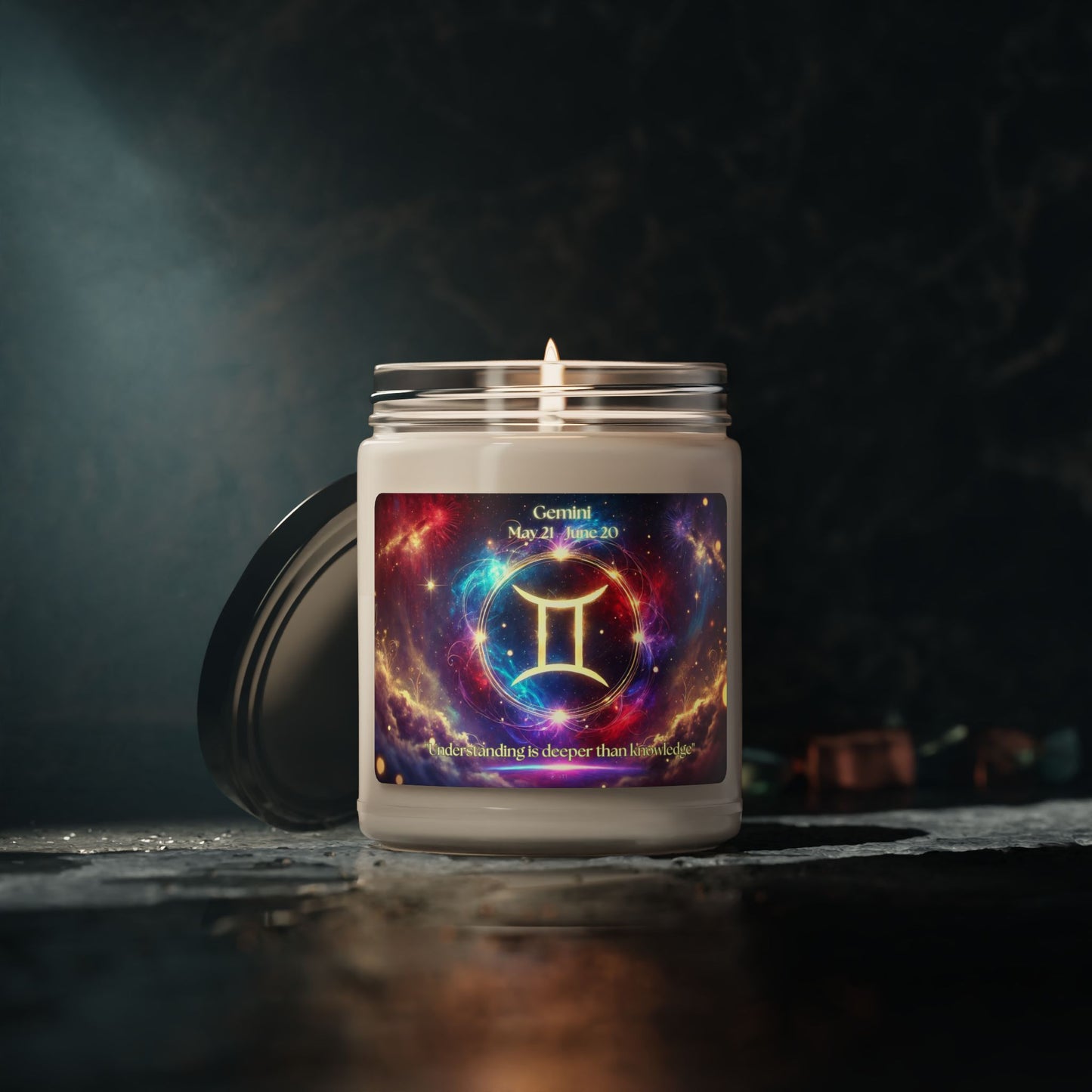 Gemini Zodiac Scented Soy Candle - 9oz with Astrological Design