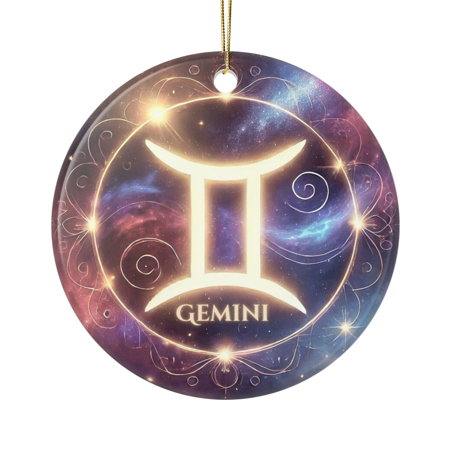 Gemini Zodiac Ceramic Ornament - 2-Sided Design for Astrology Lovers