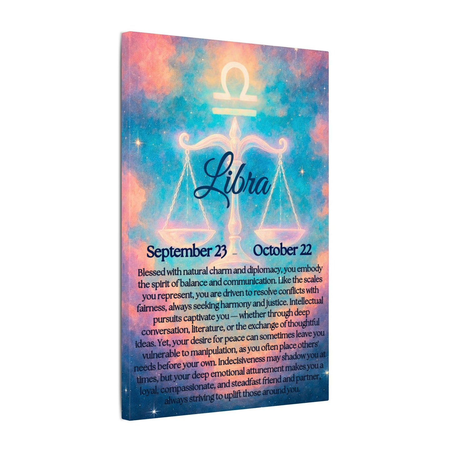 Libra Zodiac Canvas Art - Stretched Wall Decor for Balance & Harmony
