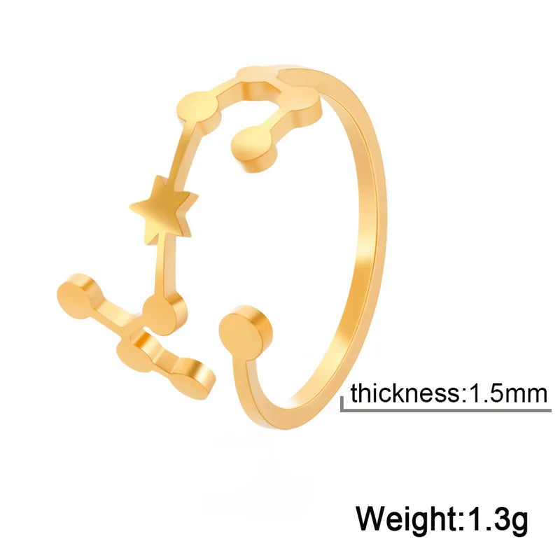 Cosmic Constellation Rings - 12 constellation rings, adjustable rings, gifts for astrology lovers
