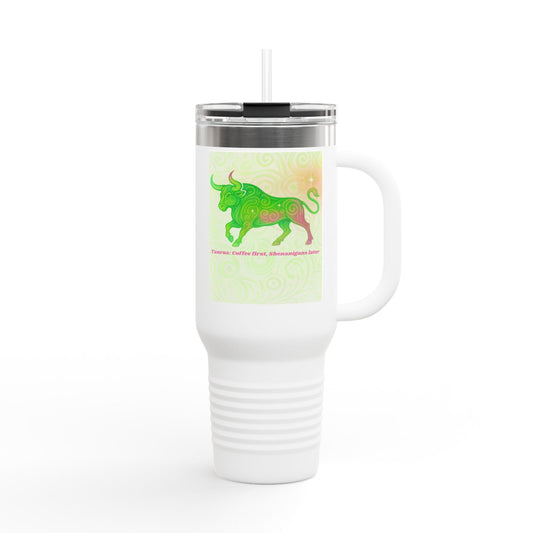 Insulated Travel Mug with Taurus Bull Design - 40oz Coffee Cup for On-the-Go
